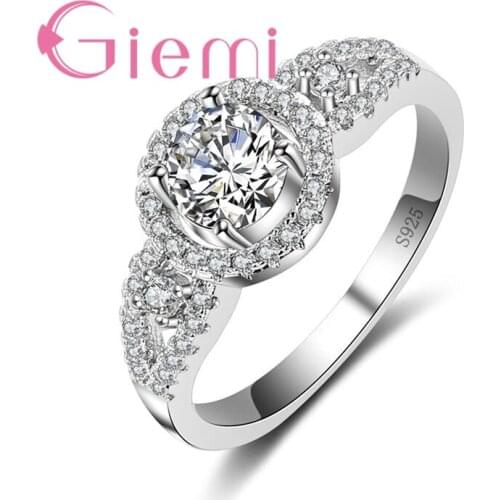 Classic Round Crystal Stone Ringand Cubic Zirconia For Women Wedding Party Tourism Shopping Jewelry