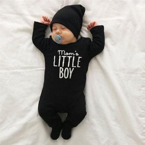 Infant Newborn Black Cotton Jumpsuit Baby boy Romper Baby girl Autumn Long Sleeve Clothes Kid Child Letter Print Rompers Bebe
