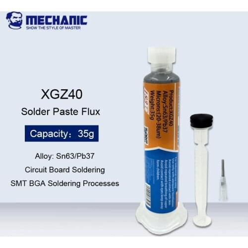 MECHANIC XG Z40 Soldering Paste BGA Solder Paste Flux For PCB SMD Phone Repair Solder Tin Sn63/Pb67 With Needle + Squeeze Tube