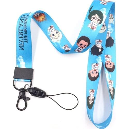 The Promised Neverland Lanyard Mobile Phone Blue Cartoon Cute Neck Strap For Keys ID Card S For iPhone Huawei USB Badge Holder