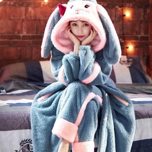 2020 Winter Flannel Pajamas Set For Women Animal Thick Warm Cute Long Sleeves Sleepwear Loose Pyjamas Suit Homewear Clothes