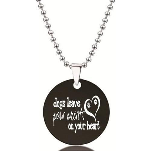 BLINGPAW Stainless Steel Pendant Neckalce Dogs Leave Paw Prints on Your Heart Keychain Dog Tag Bag Ornaments Gold Black Silver