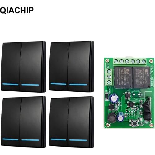 QIACHIP 433Mhz RF Remote Control Switch DC 5V 12V 24V Receiver 86 Wall Panel 2 button DIY Bedroom Lamp Wireless smart Light