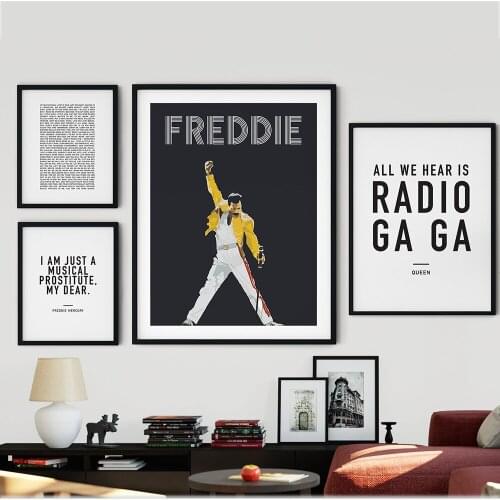 Queen Band Freddie Mercury Canvas Art Prints Hip Hop Music Poster Bohemian Rhapsody Painting Wall Pictures Living Room Decor
