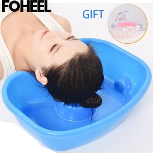FOHEEL Neck Rest Hair Washing Basin Bowl Sink Drain Tube Handicap Bed Basin Portable Shampoo Basin for The Disabled Bedridden