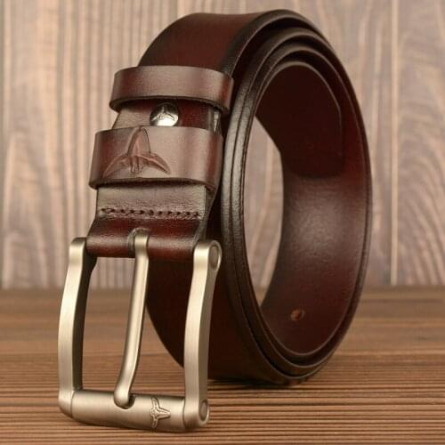 Fashion trimming personality first layer cowhide mens belt ox year casual pin buckle belt mens light-year jeans belt 2021