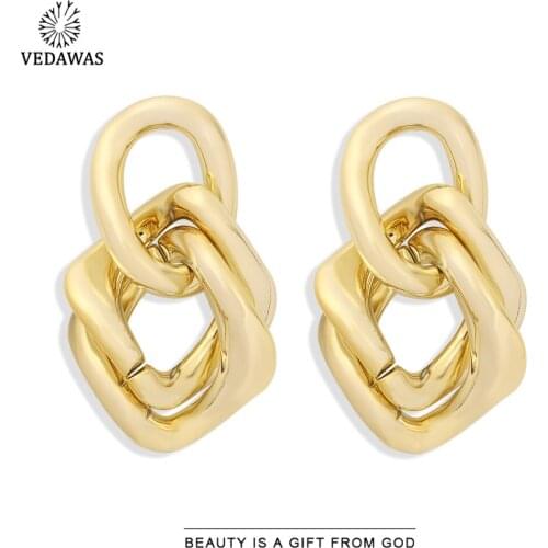 Vedawas Vintage Link Drop Earring for Women Boho Colorful Round Gold Color Dangle Pendant Earrings Gifts Jewelry Party Wholesale