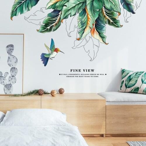 Nordic Tropical Plants Leave Wall Stickers Living Room Bedroom Decoration Wall Decals Art Poster Home Decor Warm