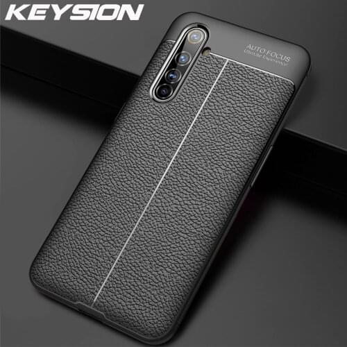 KEYSION Shockproof Case for Realme X50 X50 Pro 6 Pro Ltchi Pattern Silicone Phone Back Cover for OPPO A91 A31 A8 F15 Find X2 Pro