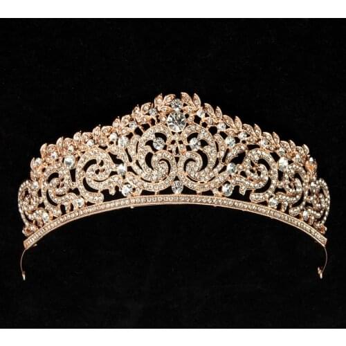 Baroque Vintage Gold Crystal Bridal Tiaras Crown Wedding Hair Accessories Bride Head Jewelry Pageant Rhinestone Diadem Hairbands