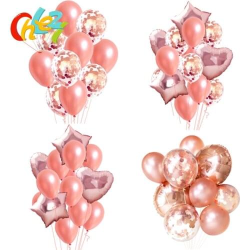 Rose Gold Star Heart Foil Balloons Christmas Helium Balloon Wedding Ballon Happy Birthday Party Decoration Kids Balloon