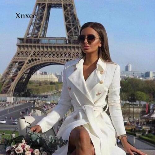 Xnxee Women's Double Breasted Trench Coats