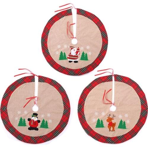 Christmas Tree Skirt Round RED Carpet Christmas DecoratioPlaid Santa Claus snowman elk decorationHome indoor and outdoor photog