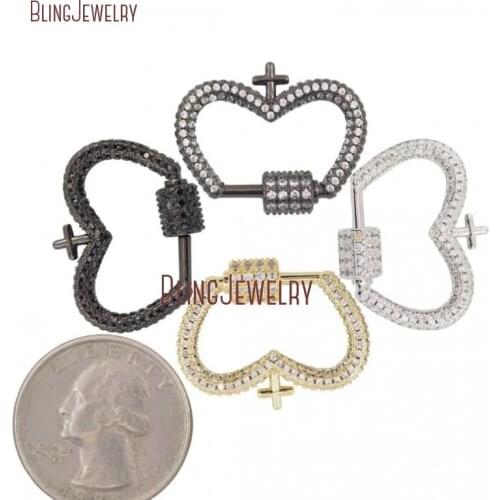 Pave Heart LOCK Cross Screw Clasp Lock Carabiner Pave Lock FC30053