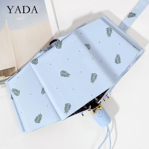 YADA INS Plant Grass&Leaf Pattern Automatic Umbrella Fold Women Men UV Rainproof Umbrella Parasol Rain Sun Umbrellas YD200262