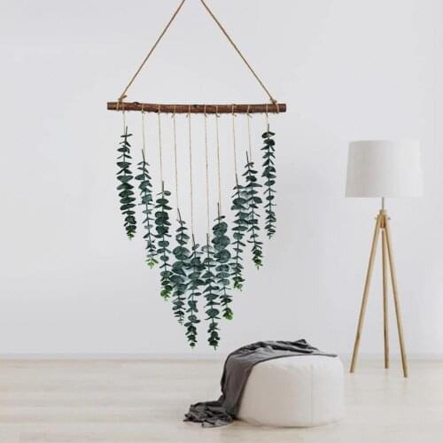 1 Set Creative Artificial Eucalyptus Long Service Life Realistic Looking Wood Wall Hanging Fake Eucalyptus Decor for Home