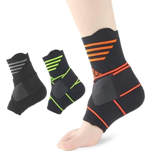 1PC 3D Pressurized Ankle Support Basketball Volleyball Sports Gym Badminton Ankle Brace Protector with Strap Belt Elastic