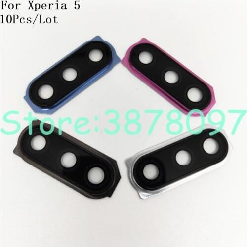 10Pcs/Lot Original New Back Camera Glass Lens For Sony Xperia 5 X5 J8210 J8270 J9210 Rear Camera Glass Circle Cover And frame