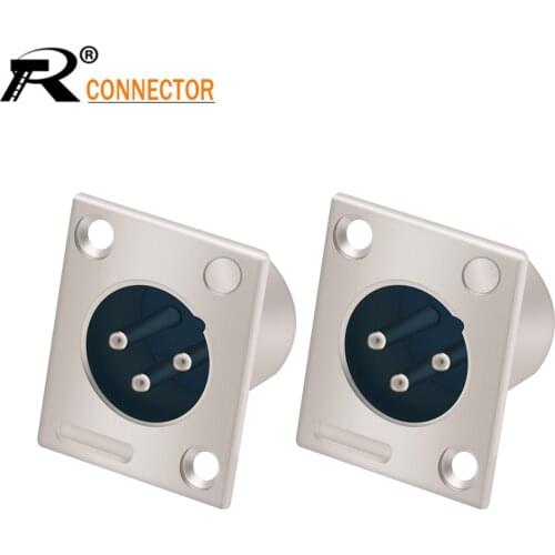 10pcs XLR Connector 3pin Male Socket Cable Connector 3pole Nickel Plated Panel Type Converter Microphone MIC Universal Terminal