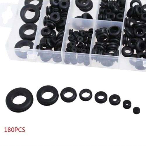 180Pcs/Box Gasket Ring Rubber Grommet Waterproof Protect Wire Tool 8 Sizes Set Sealing Grommet Gasket Cable Hose Part Rubber