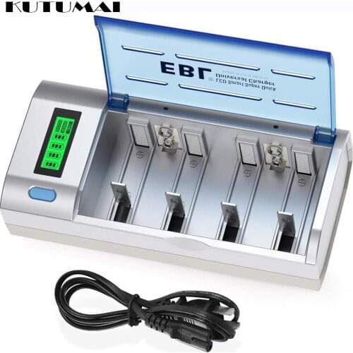 18650 Fast Charger LCD Display Smart Battery Charger for C AA AAA 9V Ni-MH Ni-CD Lithium Charging Battery Rechargeable Batteries