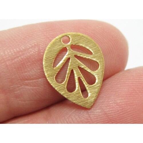 20pcs Brass leaf charm 13.7x10.8x0.8mm Mini Textured leaf brass earring pendant bracelet findings R1296