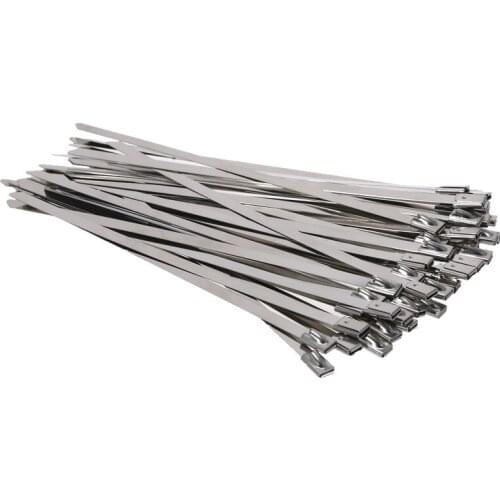 20PCS 304 Stainless Steel Metal Cable Ties 7.9mm Width 100-450mm Length Tie Zip Wrap Exhaust Heat Straps Induction Pipe