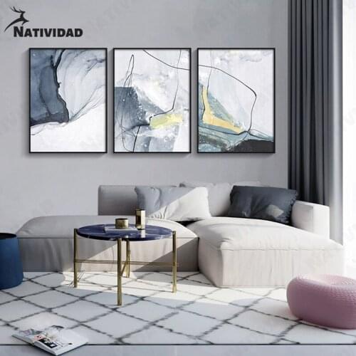 Abstract Blue Canvas Painting Room Decor Sea View Oil Painting Print Poster Nordic Fashion Living Room Bedroom Home Decoration