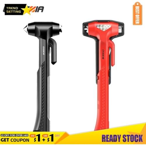 LAMEZIA Car Safety Life Hammer Auto Emergency Escape Rescue Tool Seatbelt Cutter Window Punch Glass Breaker Long Handle