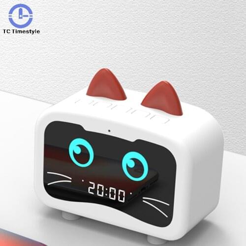 Bluetooth Speaker Alarm Clock Mini Wireless Radio Children Digital Home Decoration Snooze Led Display Usb Cable Table Clocks