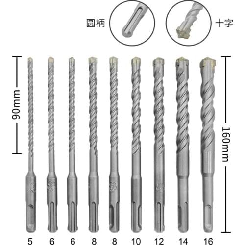 Makita Round Handle Cross Electric Hammer Bit Cemented Carbide Two Pit Two Groove Percussion Bit Wall Opening Concrete Drilling