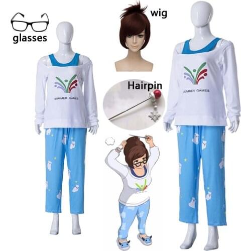 Kawaii Mei Summer Games Sweater CG Rise and Shine Cosplay Pajamas Meiling Zhou Costume Mei Polar Bear Pants Halloween and wig