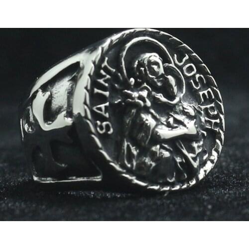 Unisex 316L Stainless Steel Vintage Catholic St. Joseph Newest Ring