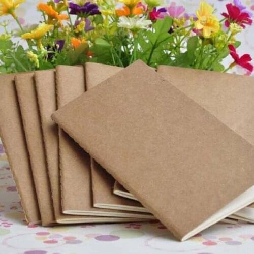Kraft Notebook Unlined Blank Books Travel Journals for Students School Children Writing Books 8.8*15.5cm