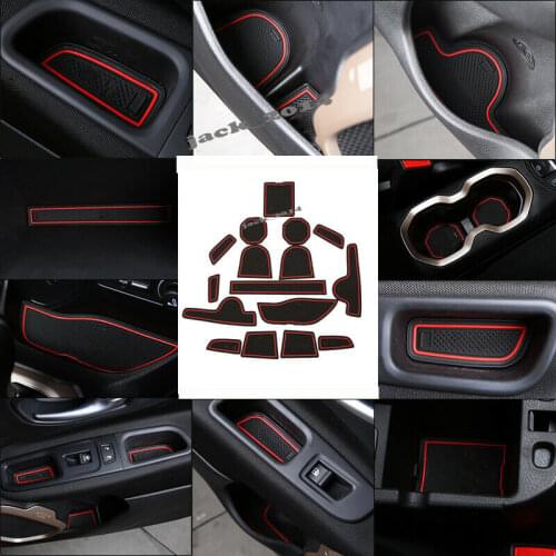 Red Floor Mat Door Mats Rubber Protector 16pcs Fit for Jeep Renegade 2016 2017