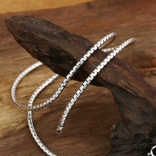 Fashion S925 Sterling Silver Retro Thai Silver Punk Style Chiang Mai Handmade 3mm Snake Bone Necklace Men And Women