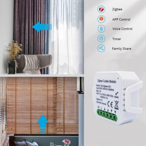 Tuya Smart Life Zigbee Curtain Switch Module,for Roller Shutter Blind Motor, APP Remote Control Support Google Home/Siri/Alexa