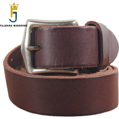 FAJARINA Unique Design Mens Retro Personality Men Retro Style Alloy Metal Pure Layer Solid Cowhide Jeans Belt Leather N17FJ1032