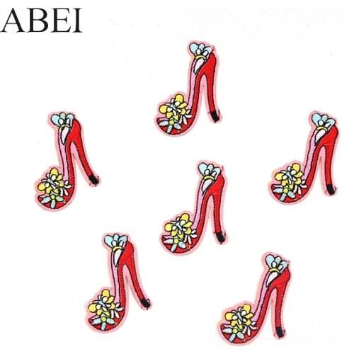 10pcs/lot Cartoon Cute High Heel Shoes Stickers Diy Baby Gilrs Clothes Appliques Handmade Patchwork Craft Iron On Patches