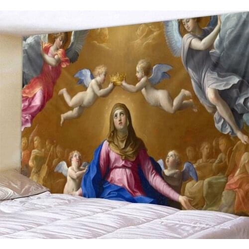 Christian Church mural home decoration tapestry Angel psychedelic scene Bohemian decorative tapestry Mandala sofa blanket