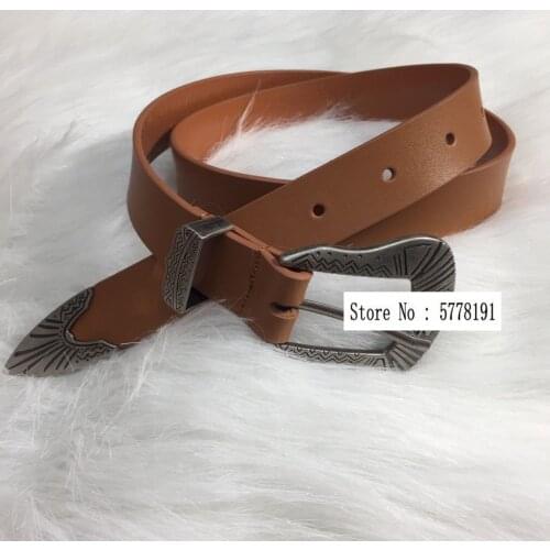 2021SS New Woman Fashion Camel Color Metal Buckle Leather Belt FOR DRESS PANTS