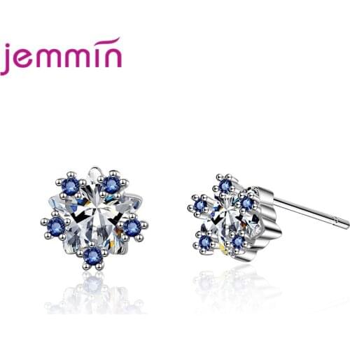 New Design Boutique Lady 925 Sterling Silver Metal Cubic Zircon Lovely Stud Earrings Wholesale Jewelry For Women Girls