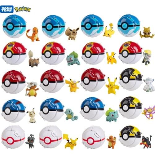 New Pokemon Elf Ball With Cartoons Movie Anime Figure Pikachu Charmander Vulpix Eevee High Quality Pet Action Model Toy Gifts