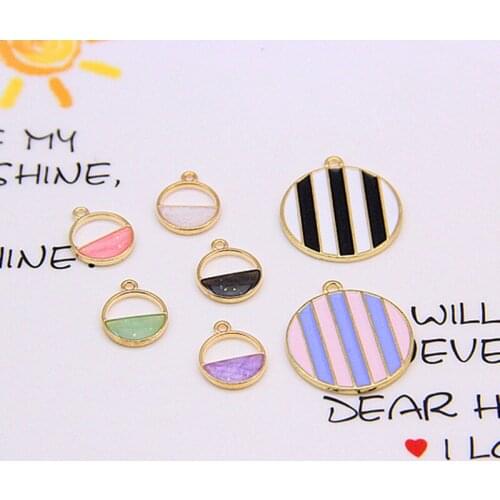 Wholesale 50PCs Trendy New Gold Color Alloy Enamel Round Charms DIY Jewelry Findings Bracelet Necklace Oil Drop Metal Charm