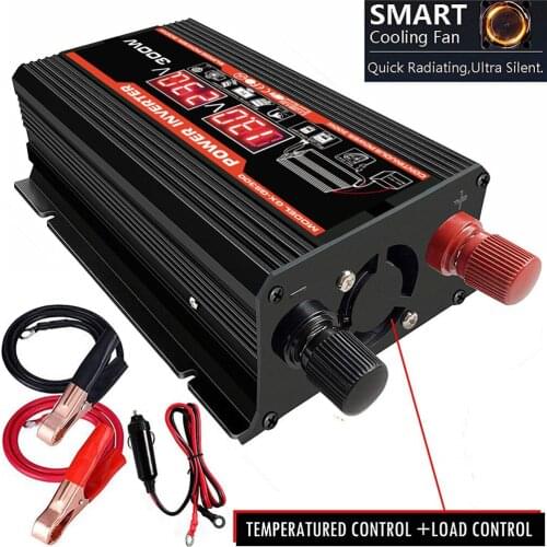 Car Power Inverter DC 12V to AC 110/220V Car Battery Charger Converter 2.1A Dual USB Ports LCD Display AC Outlet Car Inverter