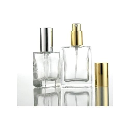Genuine Glass 30ML Transparent Square Bottle Points Cosmetics Packaging Empty Spray Perfume Bottle
