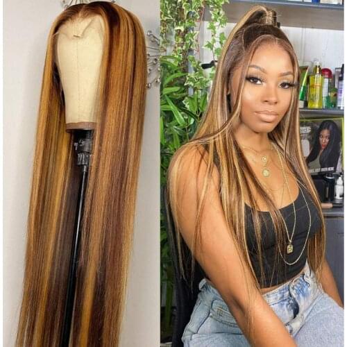 Straight Lace Front Wig 4/27 Highlight Wig 13x4x1 T Part Lace Wig Human Hair Wigs Brazilian Hair For Black Women Remy Tahikie