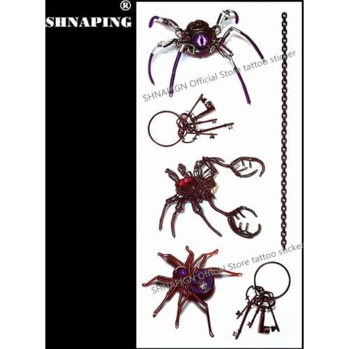 SHNAPIGN 3d Temporary Tattoo Body Art Flash Tattoo Stickers 19*9cm Waterproof Styling Tatoo Home Decor Sticker Spider Queen