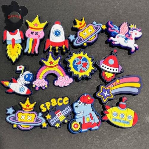 1PCS PVC Cute Cartoon Fridge Magnet Sticker Octopus Rocket Planet Spaceship Refrigerator Magnets Office Supplies Stationery Toy