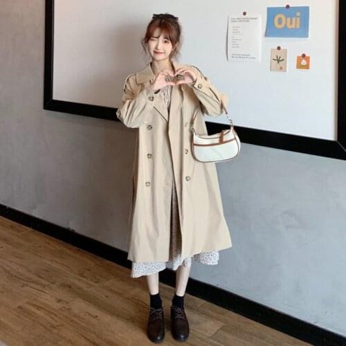 The drape han edition loose spring coat female temperament grow a little coat dust coat design feels the new 2021